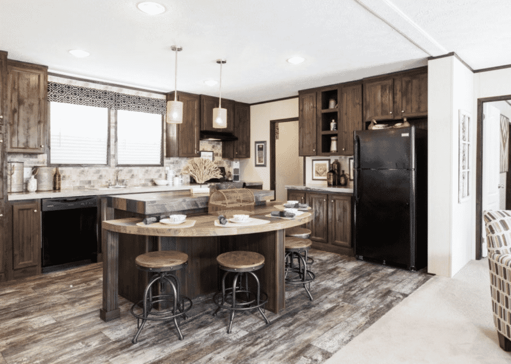 Claytons Clifton Model Black Appliances In Manufactured Home Kitchen