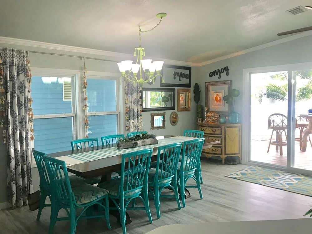 Colorful Dining Room In Beach Style Manufactured Home