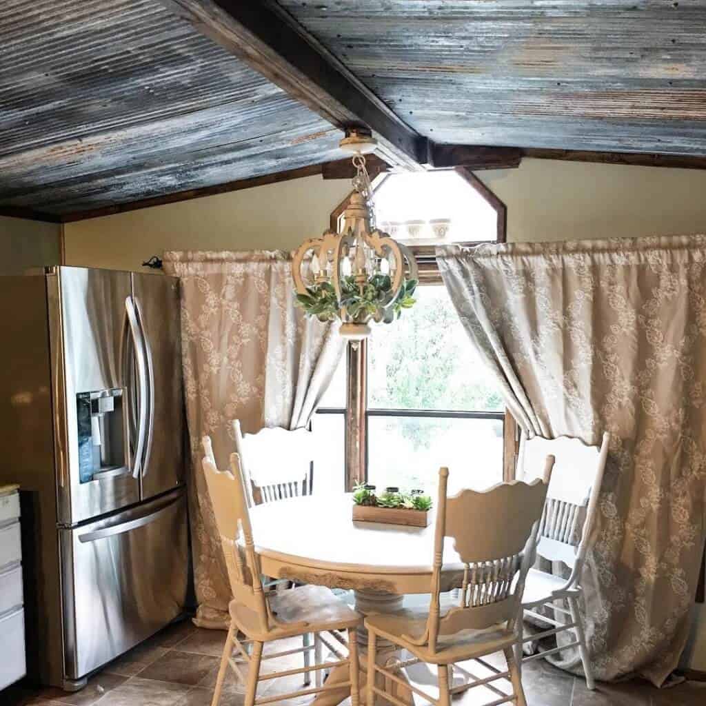 Country Chic Single Wide Dining Room With Curtains