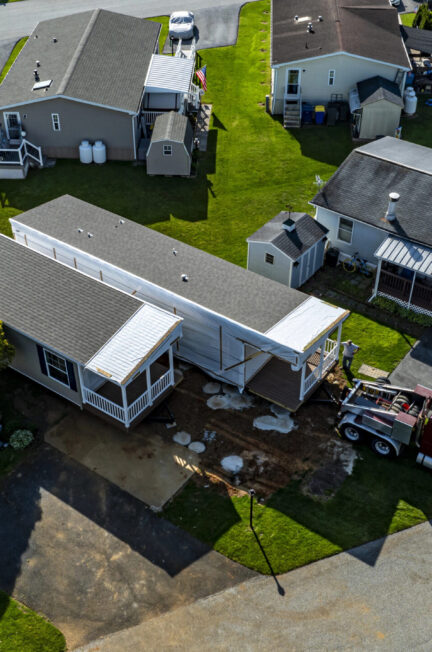 double wide install in park - aerial view - deposit