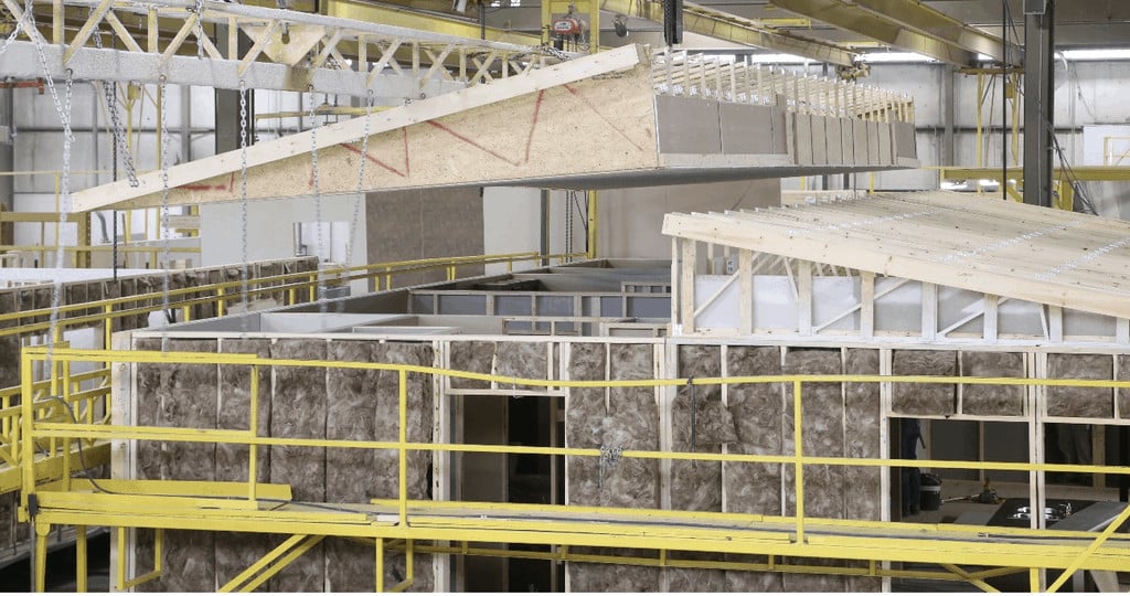 double wide half roof truss roof installed in factory - Clayton Homes