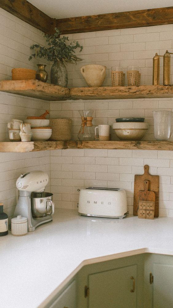 farmhouse decor open shelving
