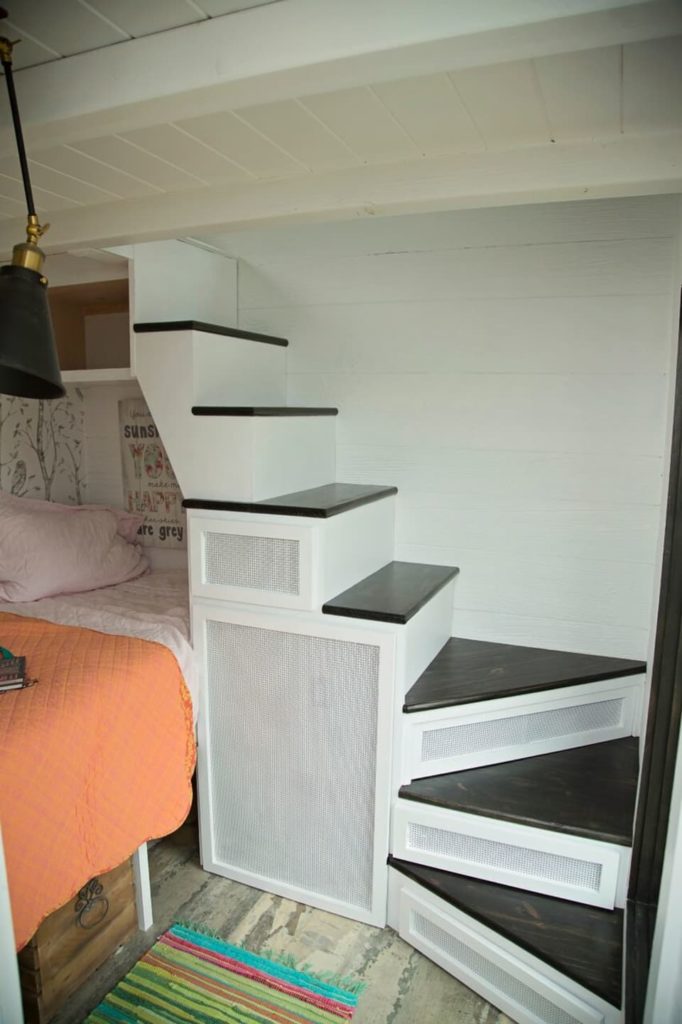 Farmhouse Tiny Home Stairs Leading To Loft