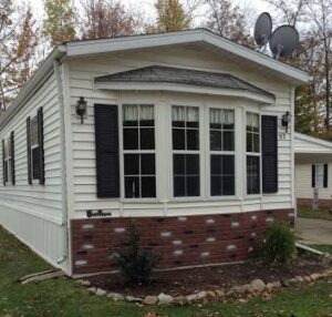 faux brick skirting update on manufactured home - good roi