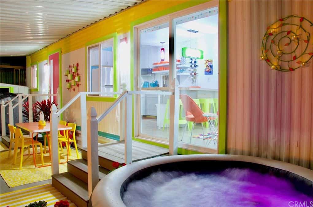 Hot tub colorful retro mobile home