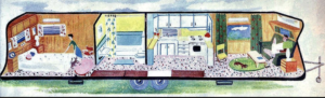 illustration of mobile home interior view