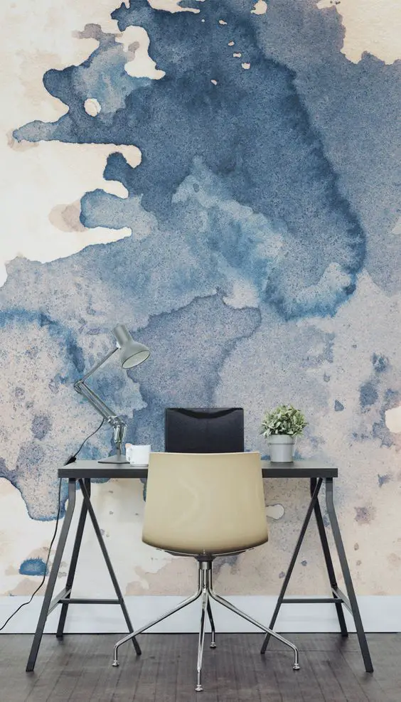 inky wallpaper as colorful accent walls