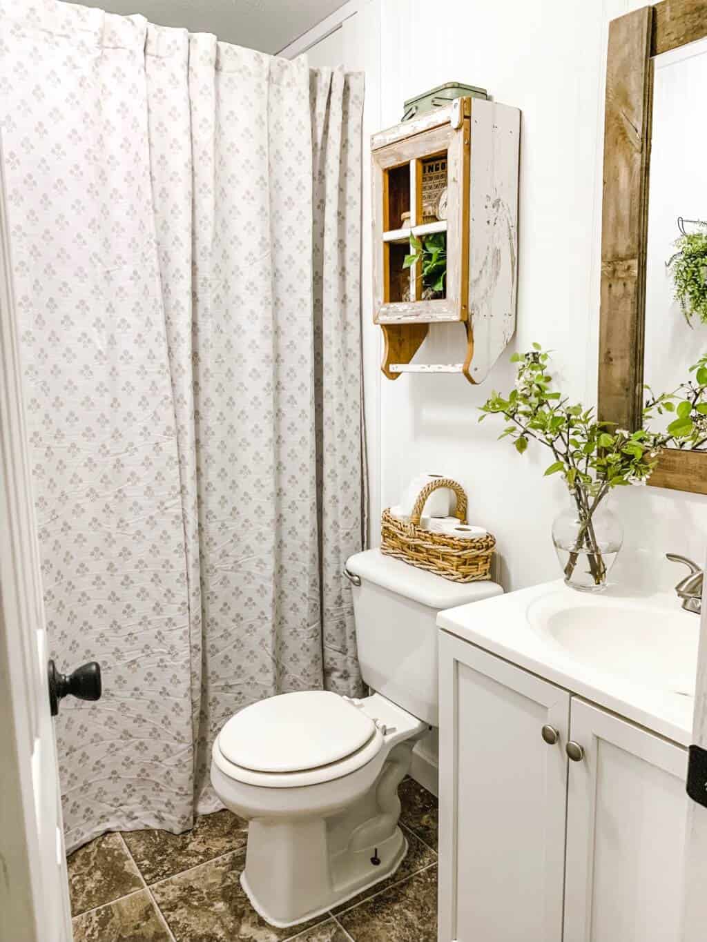 affordable farmhouse mobile home bathroom makeover