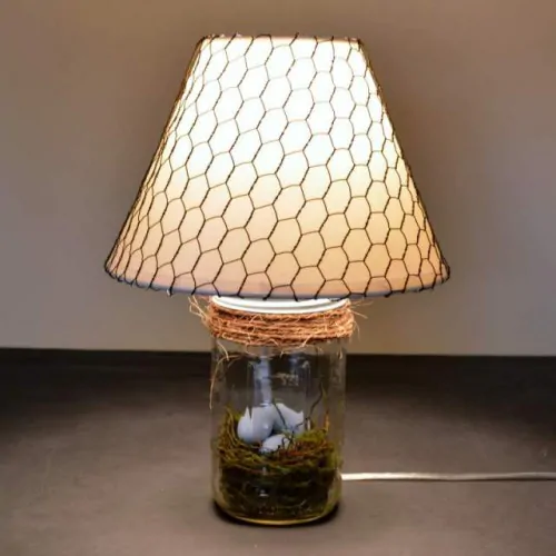 mason jar and chicken wire lamp tutorial
