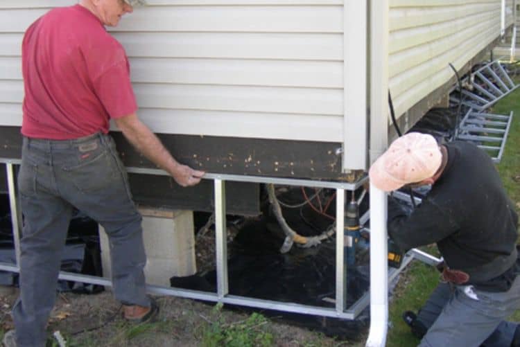 Metal Framing Installed For Mobile Home Skirting Panels 1