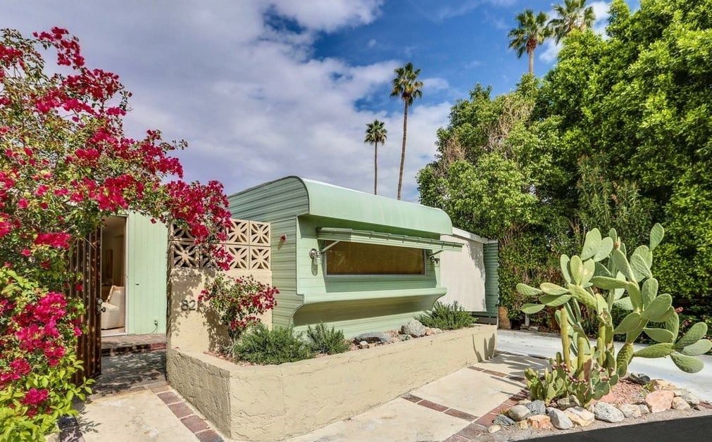 Mid-Century Design Is The Star Of This Unforgettable 1950'S Vintage Trailer Mint green trailer exterior