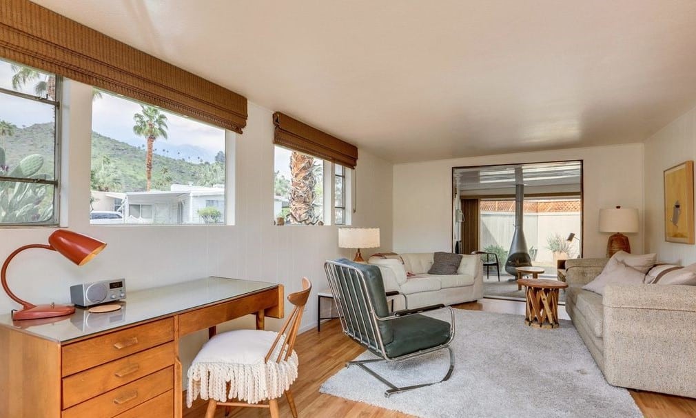 Mid-Century Design Is The Star Of This Unforgettable 1950'S Vintage Trailer Mint green trailer living room
