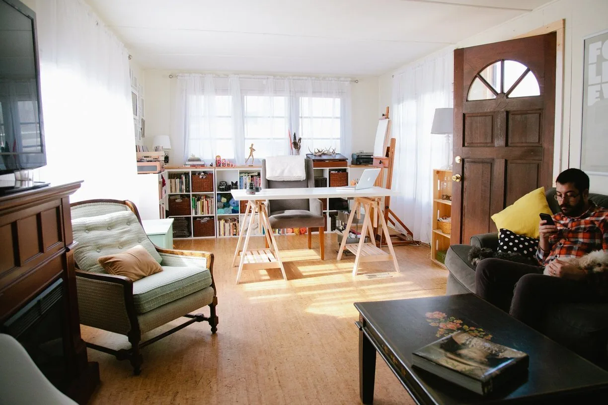 modern hipster living room mobile home