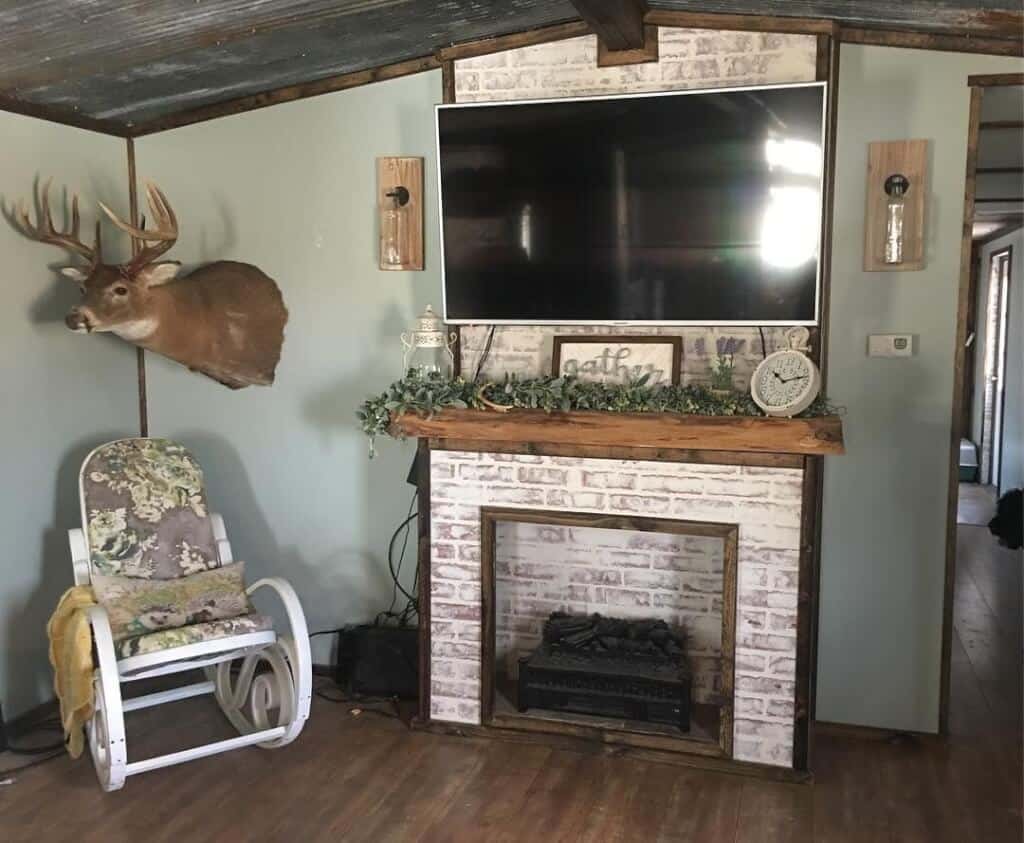 Primitive Country Fireplace And Tv
