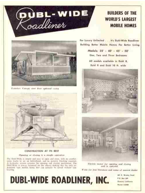 Expandable Mobile Homes - Dubl-Wide Roadliner design ad