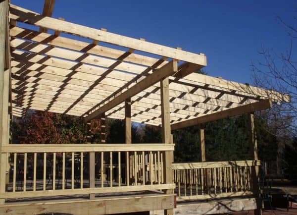rafters over decks on self-supporting mobile home roof over