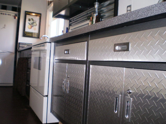 using metal garage cabinets in a kitchen 