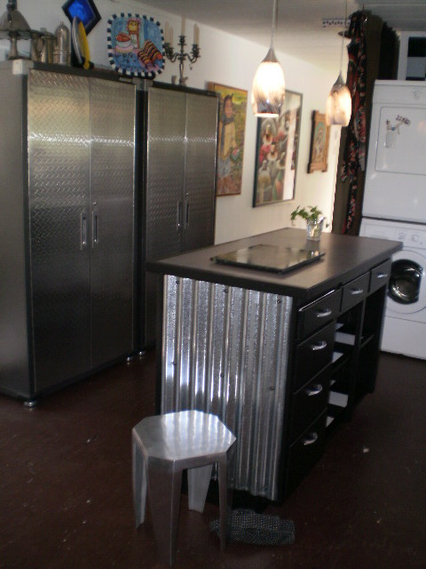 sheet metal kitchen design in a single wide remodel 
