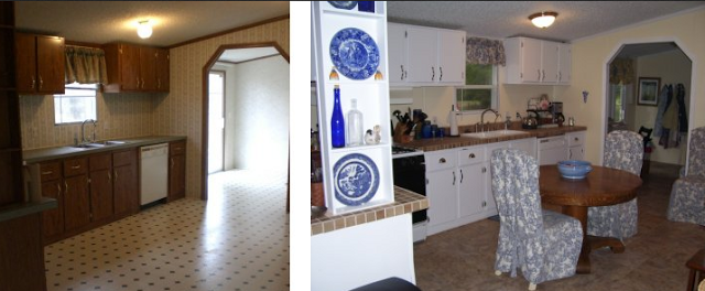 double wide manufactured home makeover - kitchen before and after makeover