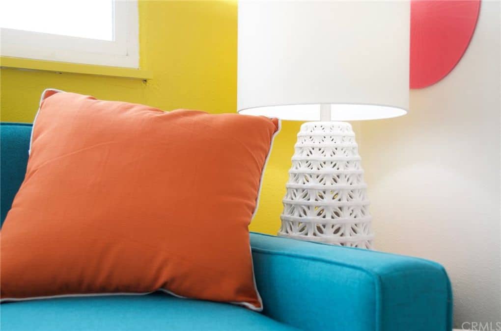 Texture and fabrics in colorful retro mobile home