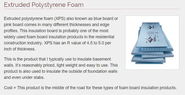 types of foam insulation - extruded polystyrene foam