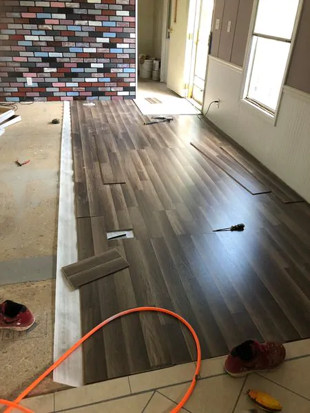 updated single wide-flooring during 3