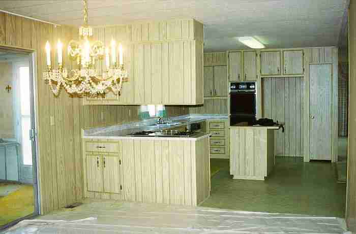 Our Fav Tips To Lose That Manufactured Home Look Wood paneling in mobile home kitchen 1